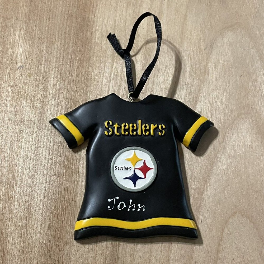 Pittsburgh Steelers Logo Football Jersey JOHN Christmas Tree Ornament